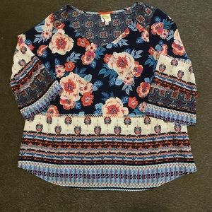 Anthropologie Fig And Flower Plus Floral Blouse 1X